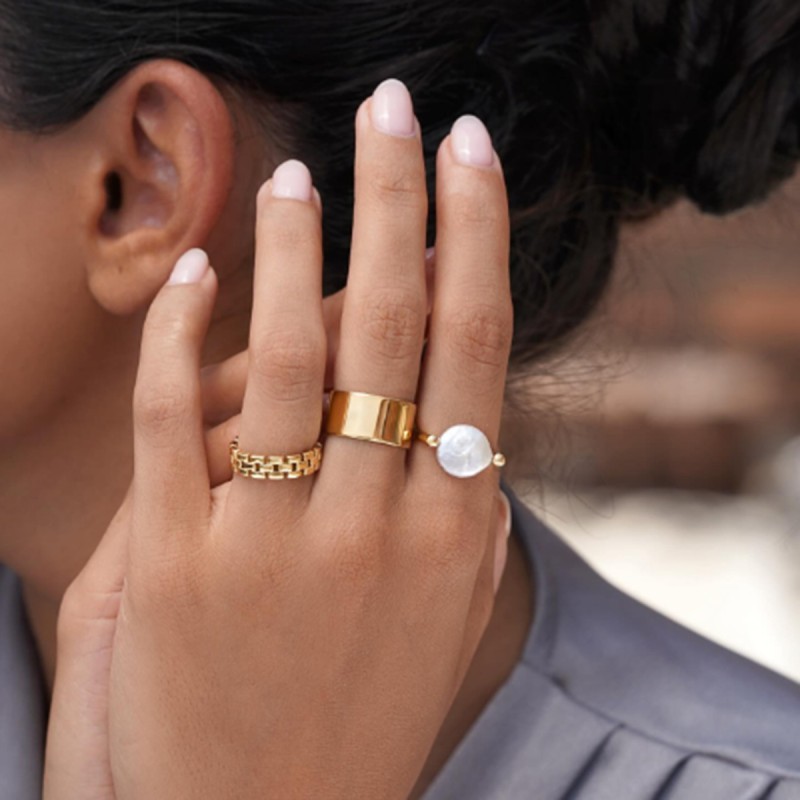 Button Pearl Smooth Ring Wholesaler