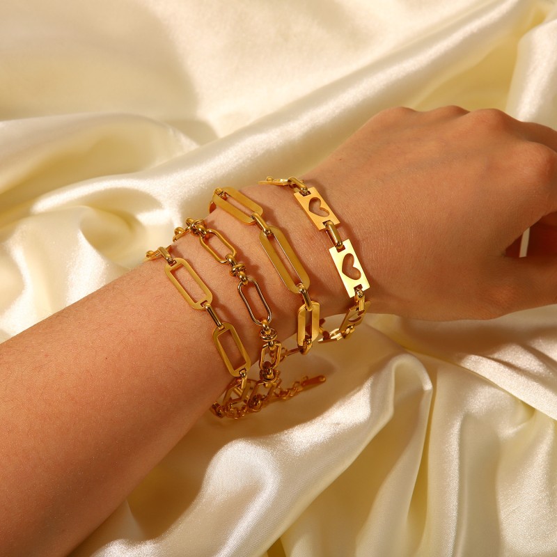 Cadena Hueca Pulsera De Botón Cruzado Mayorista