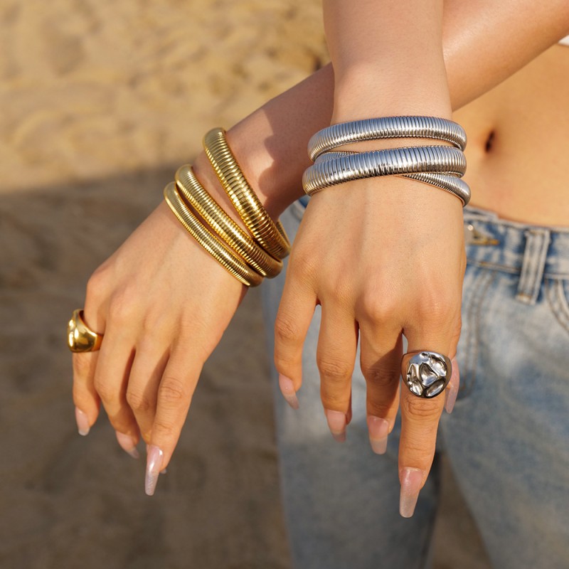 Mayorista De Pulsera Abierta Acanalada De Circón