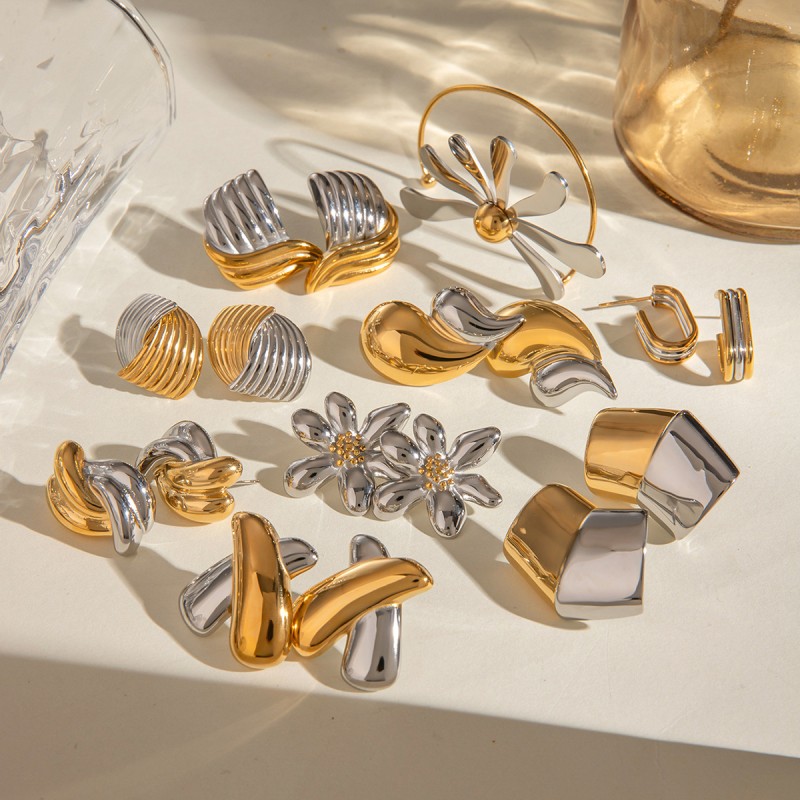 Stainless Steel Color Contrast Earrings Wholesalers