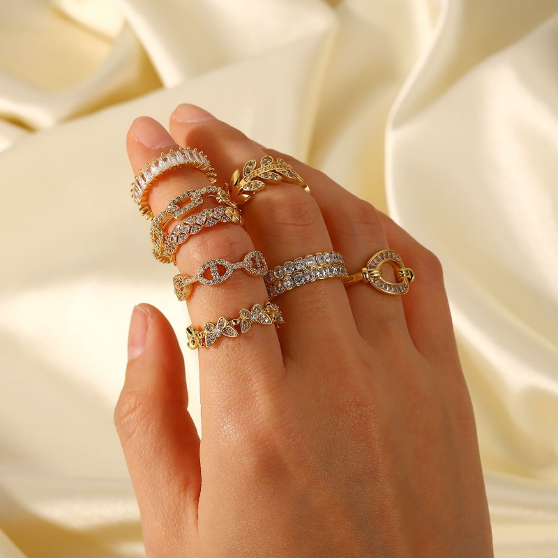 18K Gold Copper Set Zirconium Open Ring Wholesalers