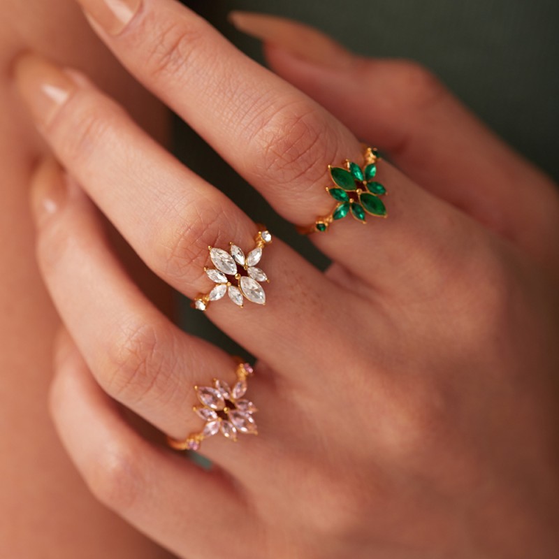 Anillo De Circón Con Incrustaciones De Acero Inoxidable Mayorista