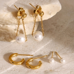Pendientes Colgantes De Perlas De Acero Inoxidable Al Por Mayor