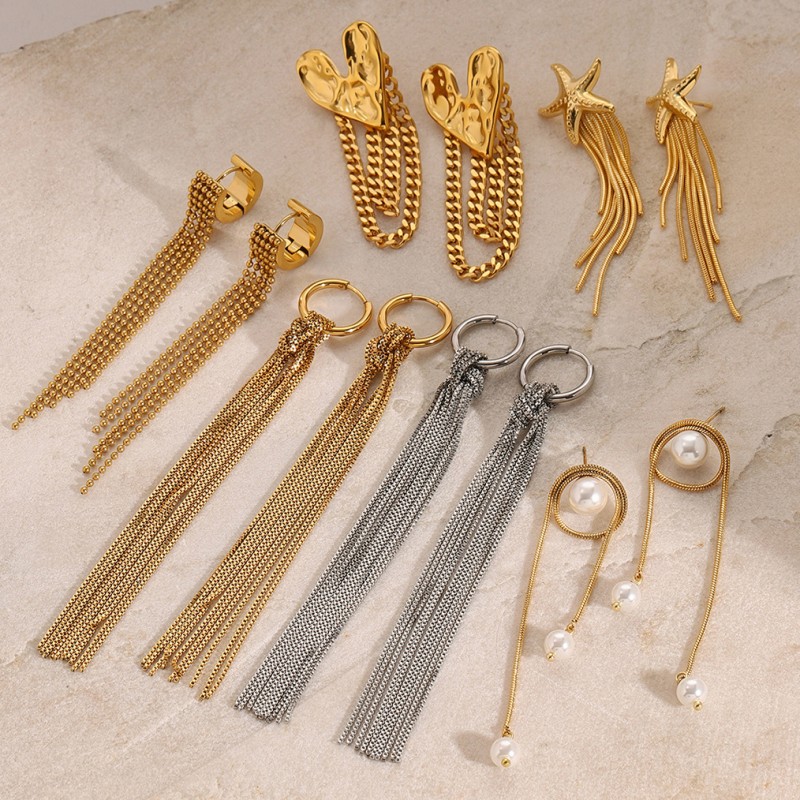 Stainless Steel Diamond Tassel Earrings Wholesalers