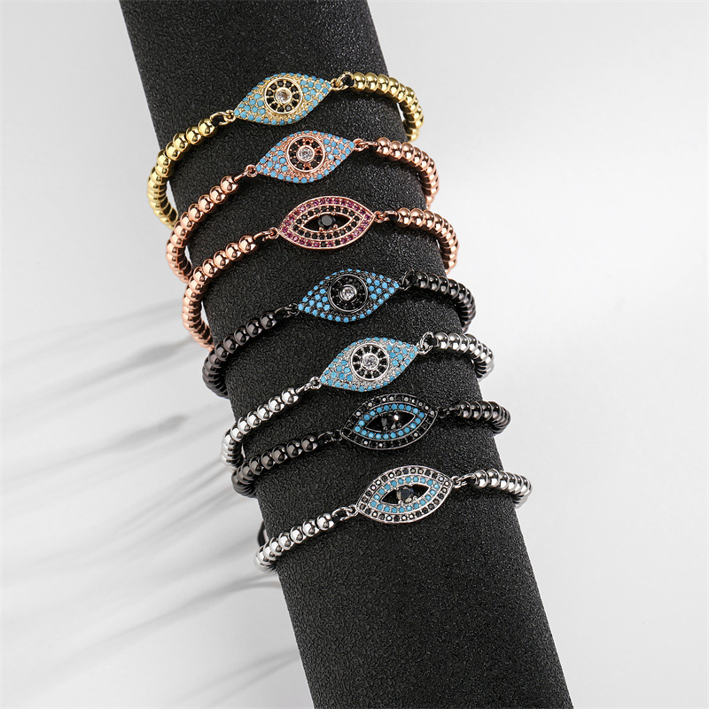 Pulsera De Ojo Diablo De Circón Tejida Con Cuentas Mayorista