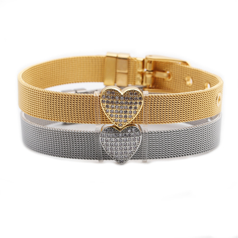 Acero De Titanio 10mm Corazón Pulsera Ajustable Mayorista