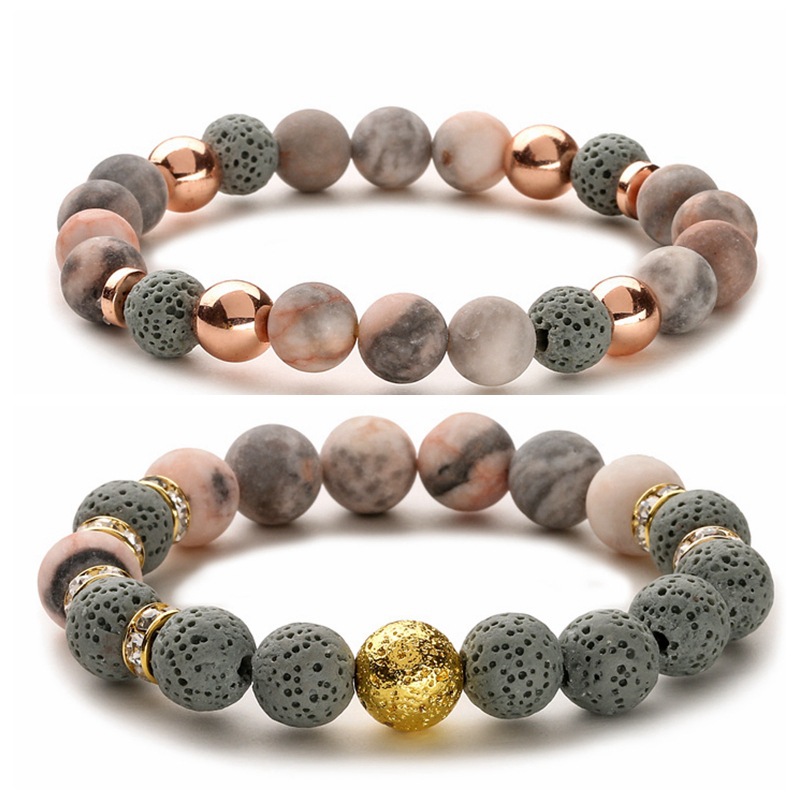 Pulsera Mayorista De Cuentas De Piedra Volcánica De Lava