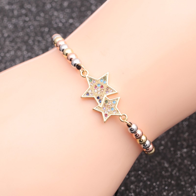 Mayorista De Pulsera Ajustable De Cinco Estrellas De Circón