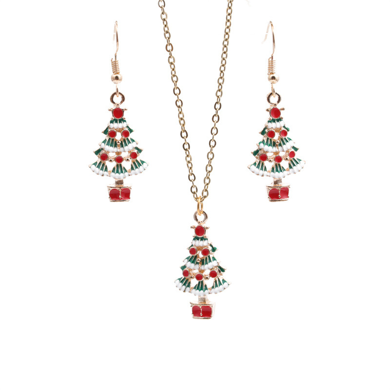 Aretes De Collar De árbol De Navidad De 2 Piezas Al Por Mayor