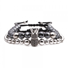 Circón 10MM Corona Bola De Diamantes Pulsera Trenzada Ajustable Mayorista