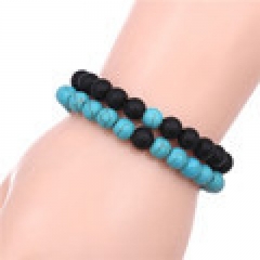 Juego De Pulsera Con Cuentas De Piedra Negra Esmerilada De 8mm Mayorista