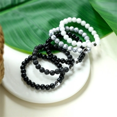 Conjunto De Pulsera Con Cuentas De Pareja En Blanco Y Negro Mayorista