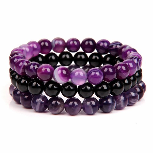 8MM Purple Line Bright Stone Amethyst
