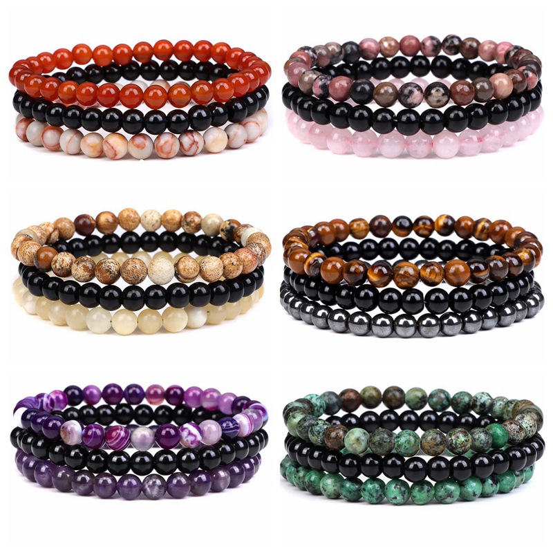 6/8mm Piedra Natural Pulsera Elástica Conjunto Mayorista