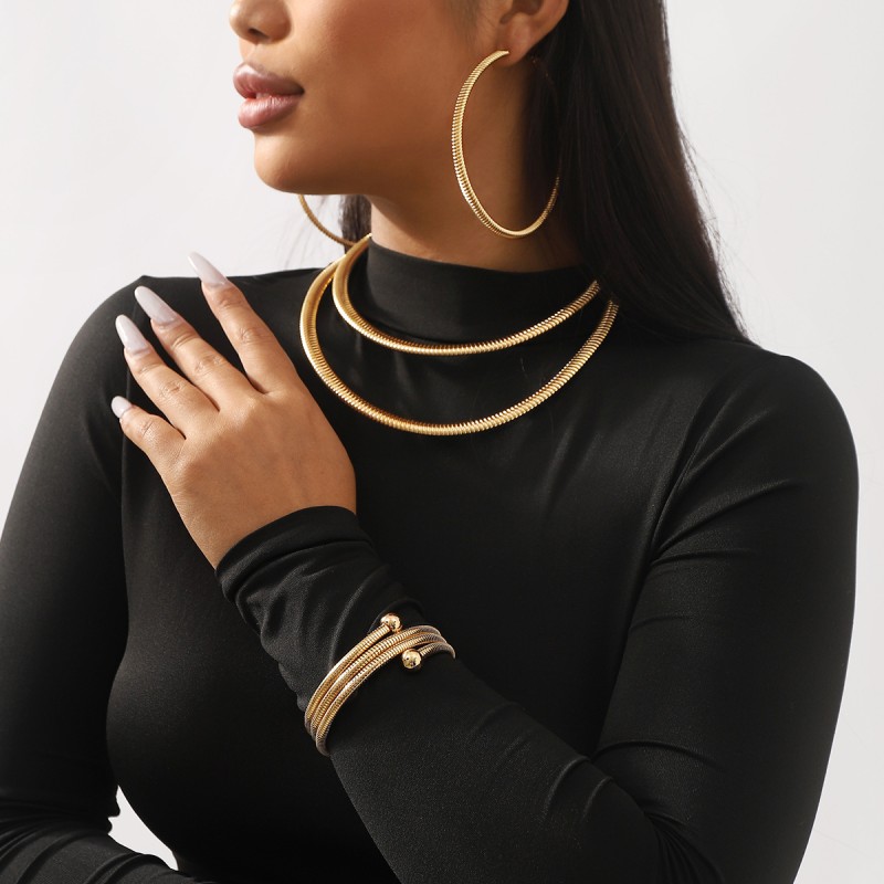 Exaggerated Thread Stacked Ear Ring Necklace Bracelet Wholesaler