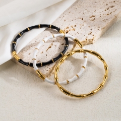 Pulsera Cerrada De Bambú De Acero Inoxidable Mayorista