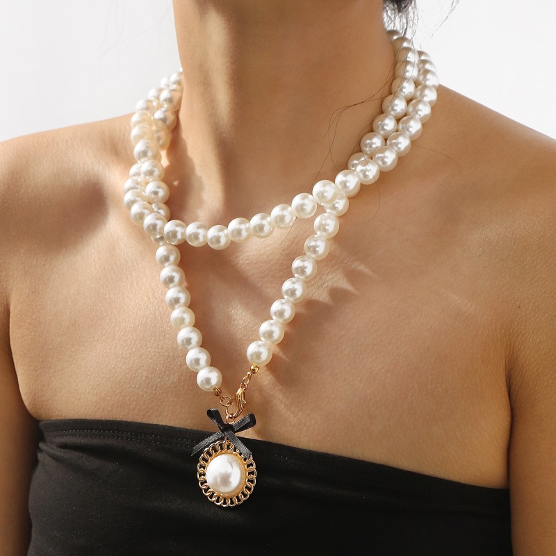 Overlapping Bow Pearl Necklaces Wholesalers