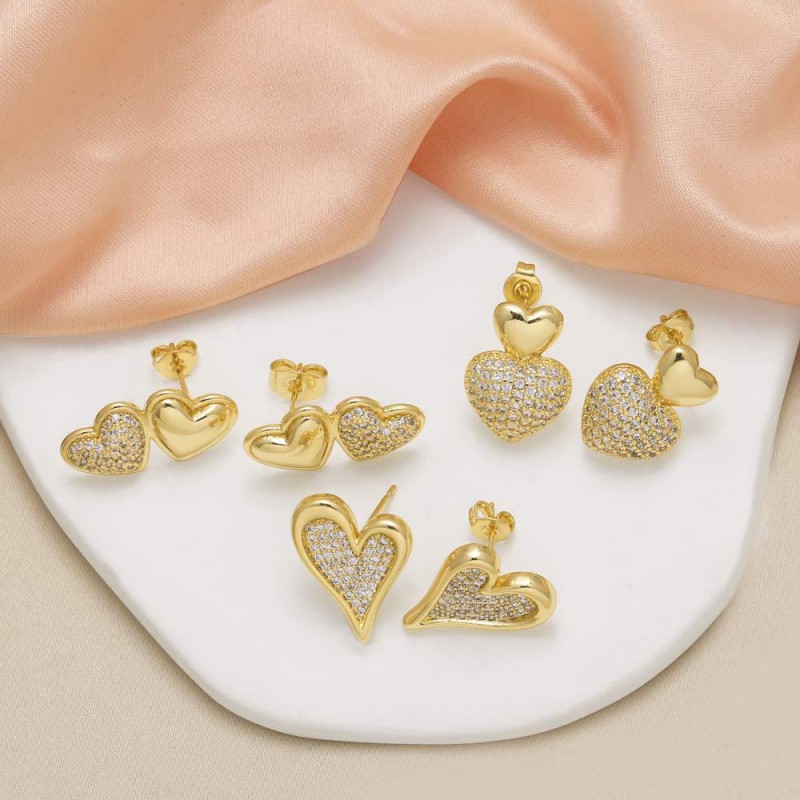Pendientes De Corazón De Melocotón Con Diamantes Al Por Mayor