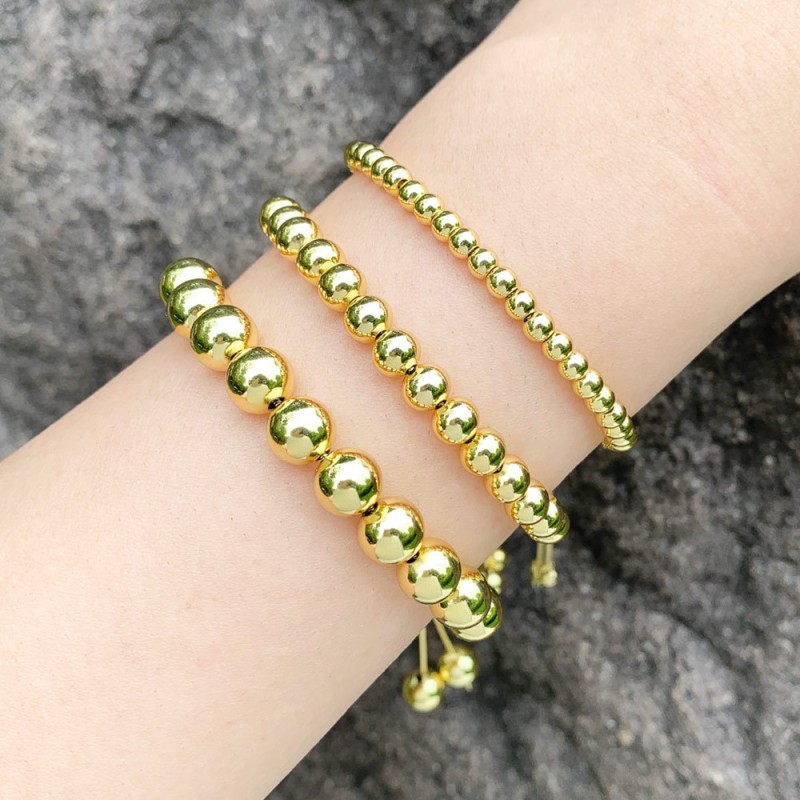 Mayorista De Pulsera De Cuentas De Extracción Ajustable De Oro De 18 Quilates