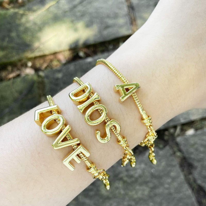 Pulsera Brillante De 26 Letras Inglesas Mayorista