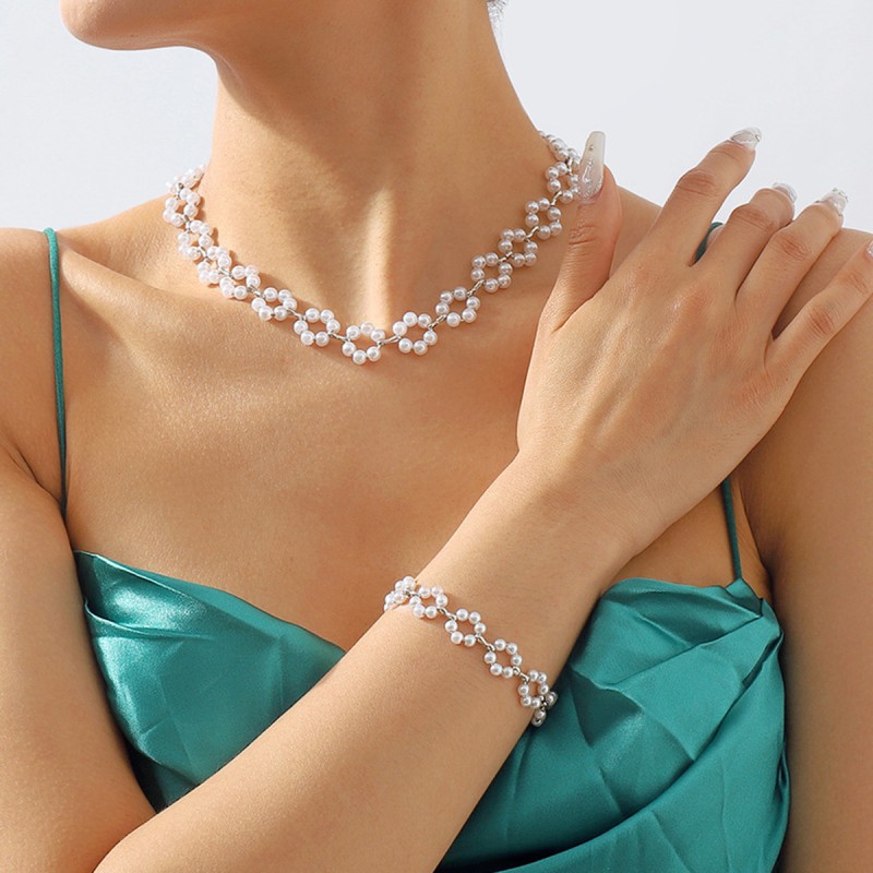 Conjunto De Pulseras De Collar Hueco De Perlas Mayorista