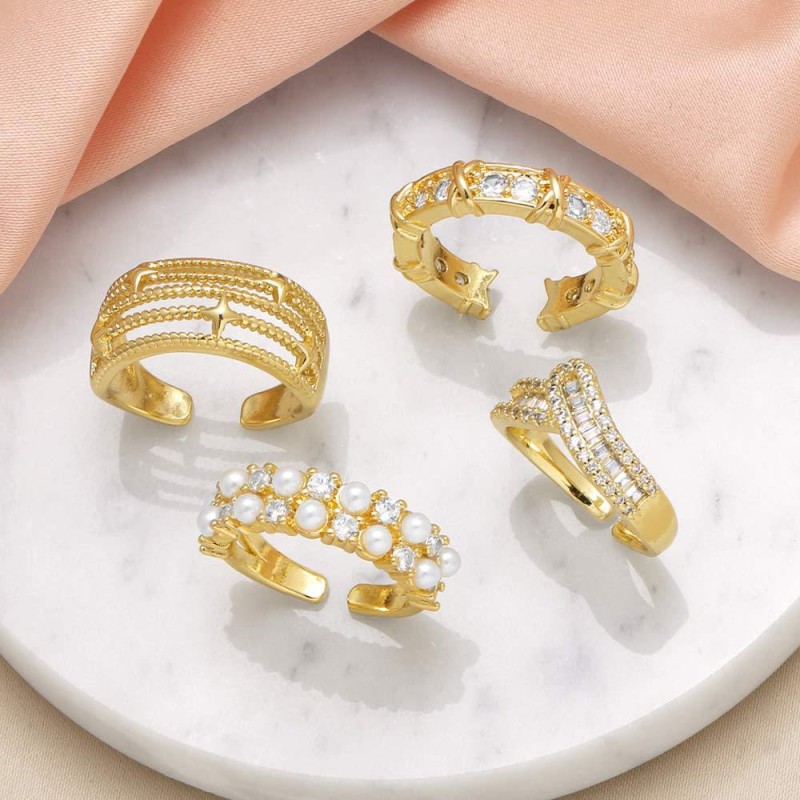 Mayorista De Anillos Abiertos De Doble Capa De Perlas