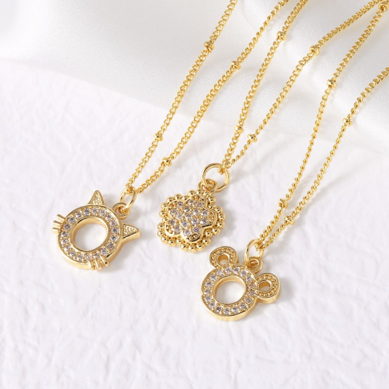 Zircon Hollow Flower Kitten Pendant Necklace Wholesalers