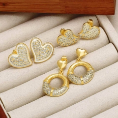 Diamond-encrusted Hollow Heart Earrings Wholesalers