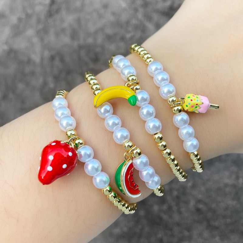 Strawberry Watermelon Beaded Pendant Bracelet Wholesaler