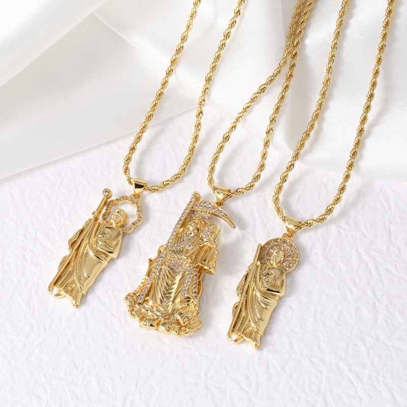Diamond-encrusted Madonna Death Like Pendant Necklace Wholesaler