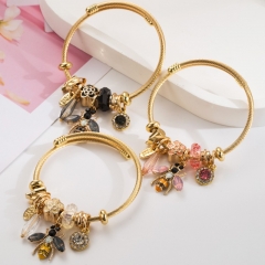 Pulsera Ajustable Con Cuentas De Abeja De Diamantes De Acero Inoxidable Mayorista