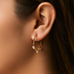 Mayorista De Pendientes De Perlas Enrolladas En Forma De 18KC Chapado En Cobre