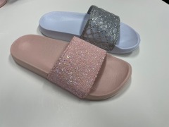 Ladies glitter upper eva slippers