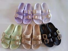 Shining double strap adult slippers