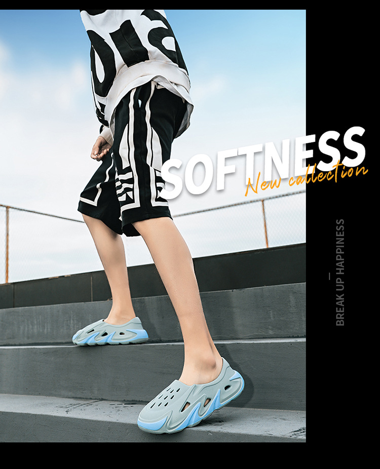 2022 New Thick Soled Men's Flame Stroked Crocs fashion adult garden shoes Beach couple cool slippers