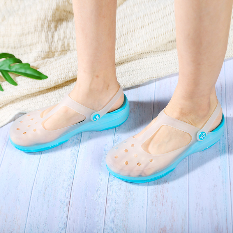 Summer women's crocs flat bottom Jelly children's sandals garden shoes beach shoes plastic slippers