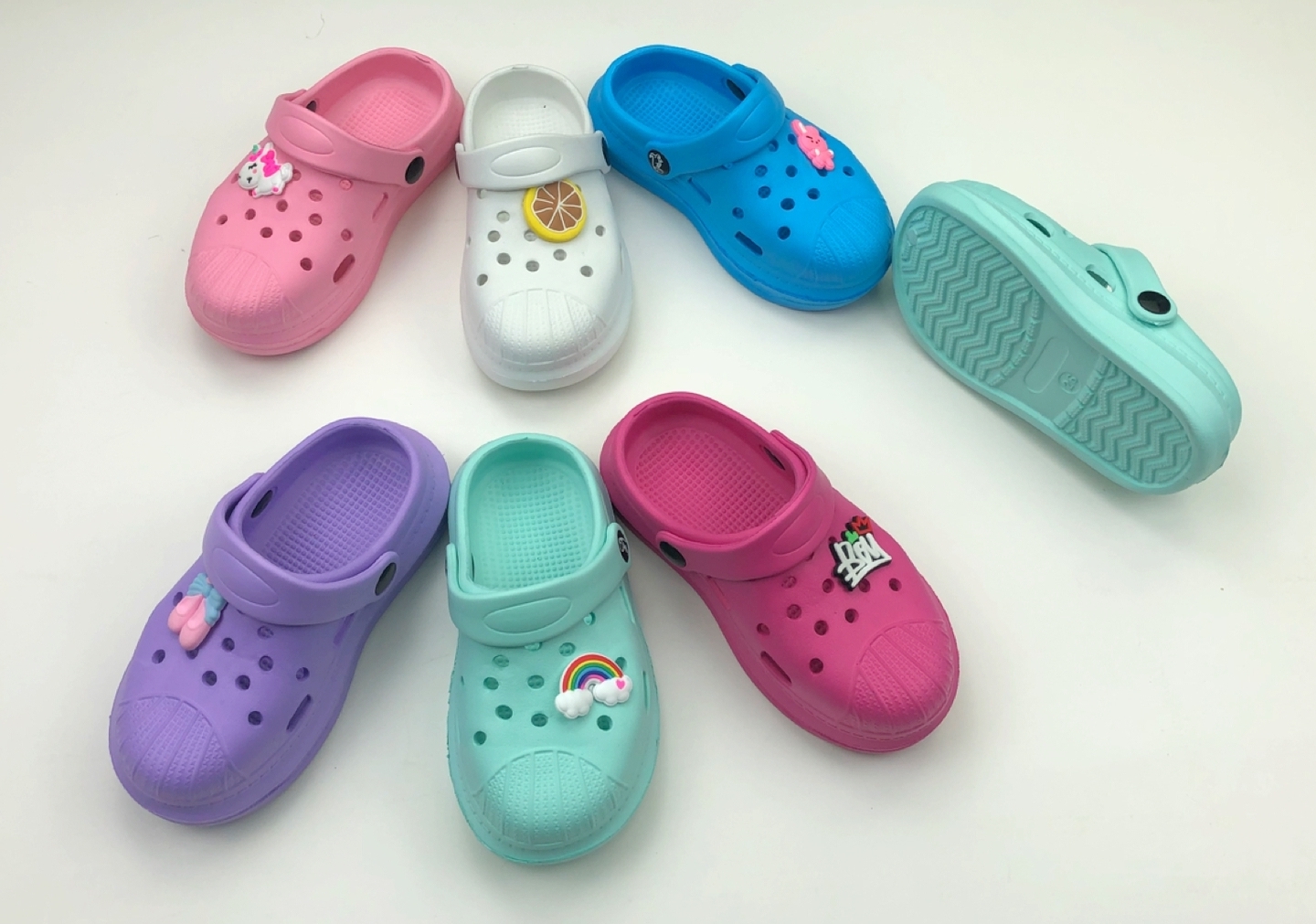 Colorful eva clogs with cute patch