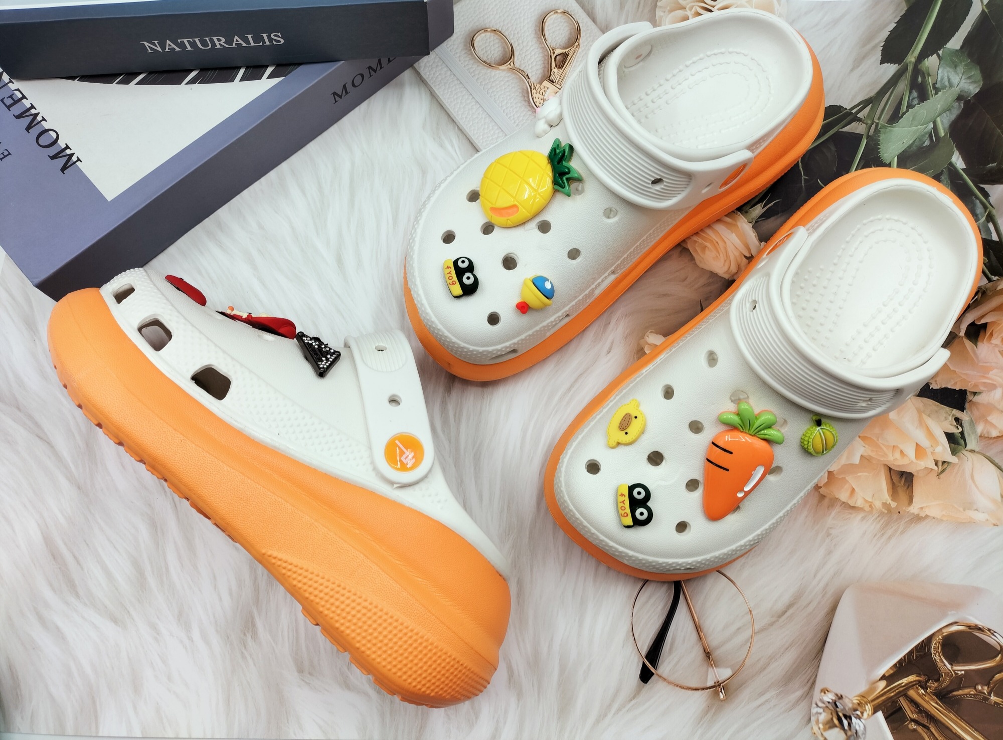 Two colors high heel eva clogs