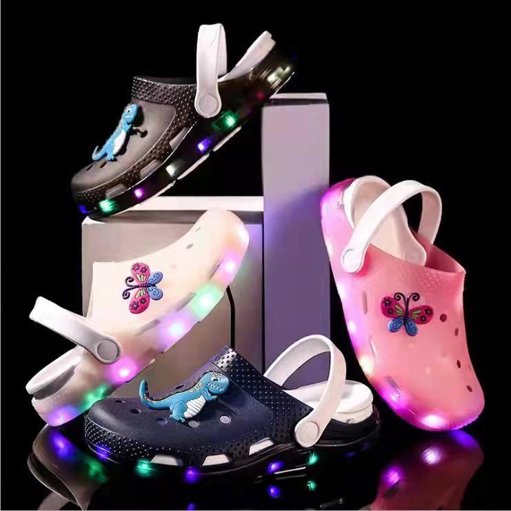 PVC kids clogs with led
