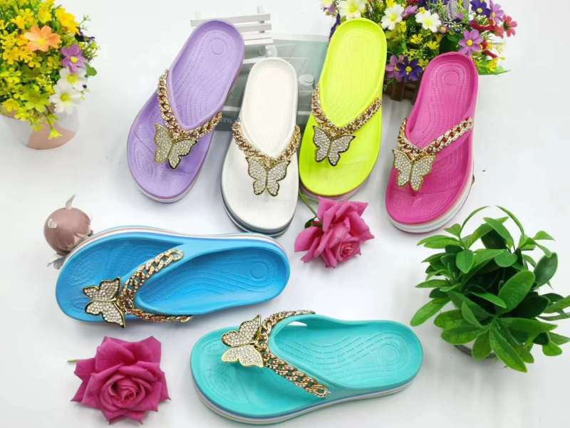 Shining flat women flip flop slippers