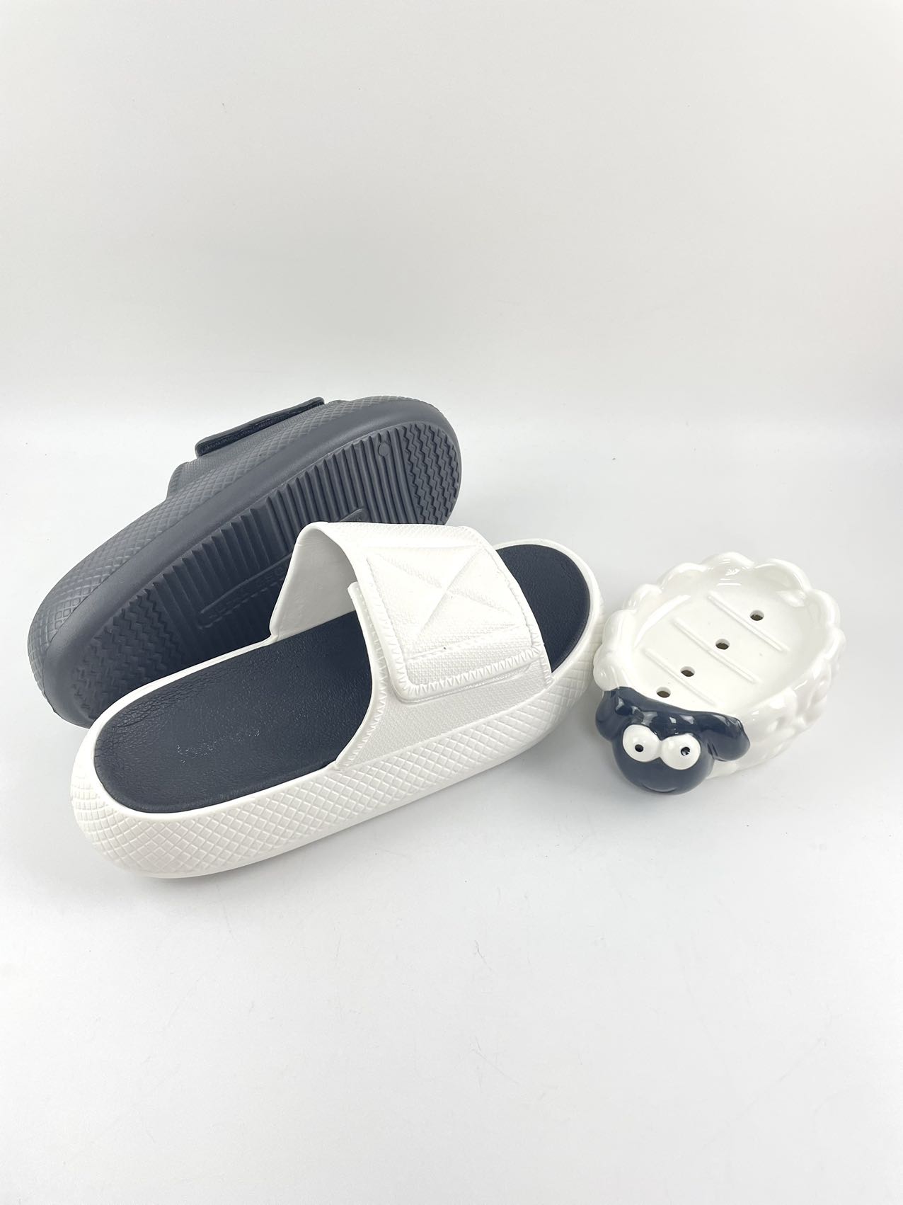 Thick Sole Premium Quality Cushion Slide Adjustable Velcro Slipper with Super Soft and Bouncy Soles
