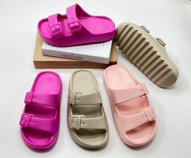 CUSTOM Men Women's Comfort Slides Adjustable Double Buckle Strap Waterproof EVA Flat Arch Support Sandals