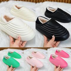 Wholesale Comfortable Closed Toe Pure Color Indoor Outdoor Winter Warm Couple Slides Slippers for Adult