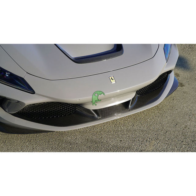 Novitec Style Dry Carbon Fiber Front Lip Bumper Trim Cover For Ferrari F8 2020-2022