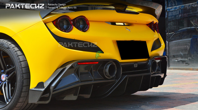 Paktechz Style Dry Carbon Fiber Rear Diffuser ( NEED FIT WITH SPLITTER ) For Ferrari F8 2020-2022