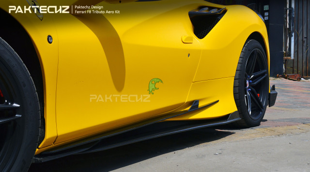 Paktechz Style Dry Carbon Fiber Side Skirt For Ferrari F8 2020-2022