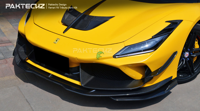 Paktechz Style Dry Carbon Fiber Up Front Lip For Ferrari F8 2020-2022