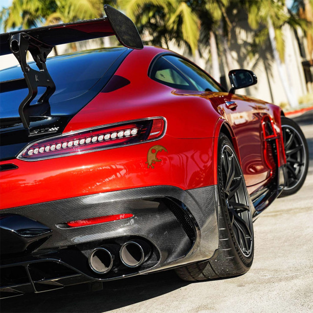 Black Series Style Dry Carbon Fiber Rear Spoiler (With LED) For Mercedes Benz AMG GT GTS GTC GTR 2015-2019