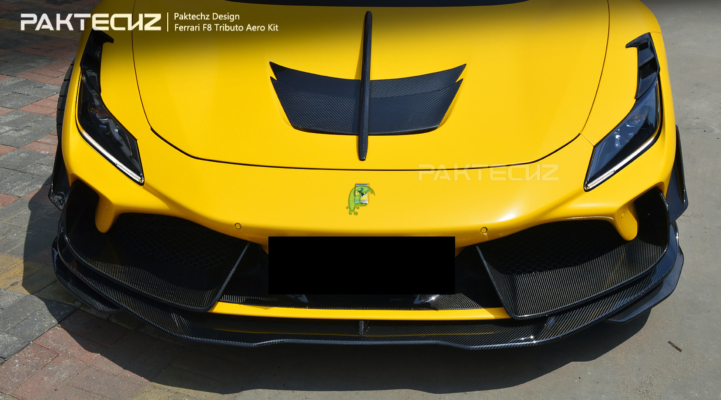 Paktechz Style Dry Carbon Fiber Up Front Lip For Ferrari F8 2020-2022