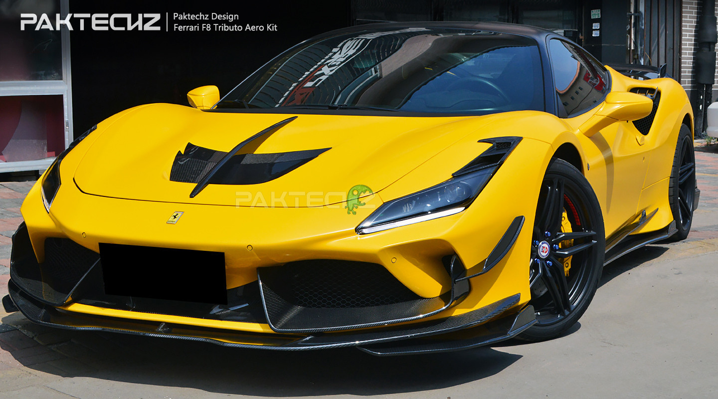 Paktechz Style Dry Carbon Fiber Up Front Lip For Ferrari F8 2020-2022